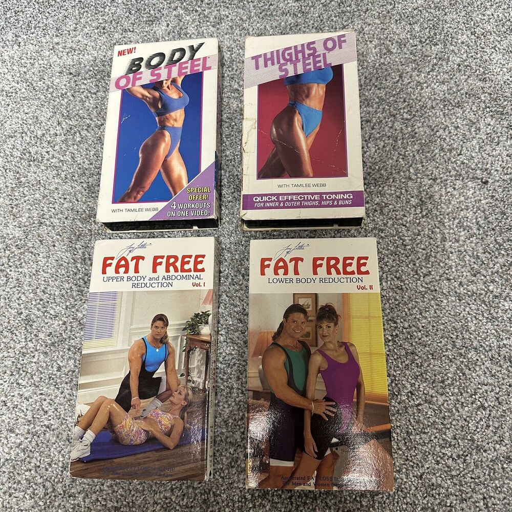 Vintage lot of 4 VHS‎ workout/exercise Tapes Body Of Steel Thighs Of Steel 90s